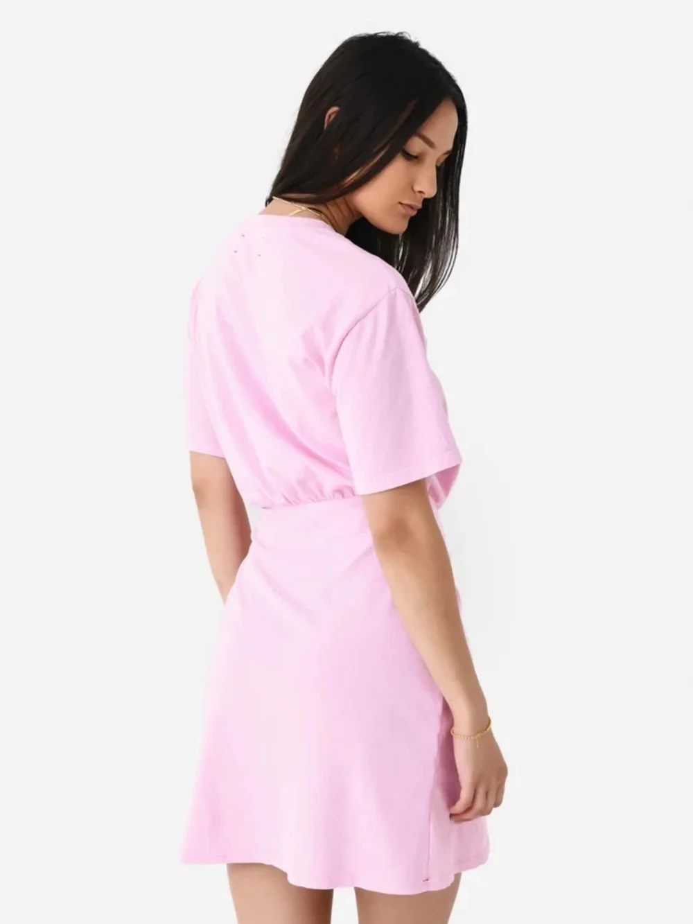 Xirena Pink Tie Front T Shirt Emme Dress Medium Summer Classic - Picture 6 of 9